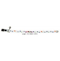 Elastic White Pet Collar With Multi Dots